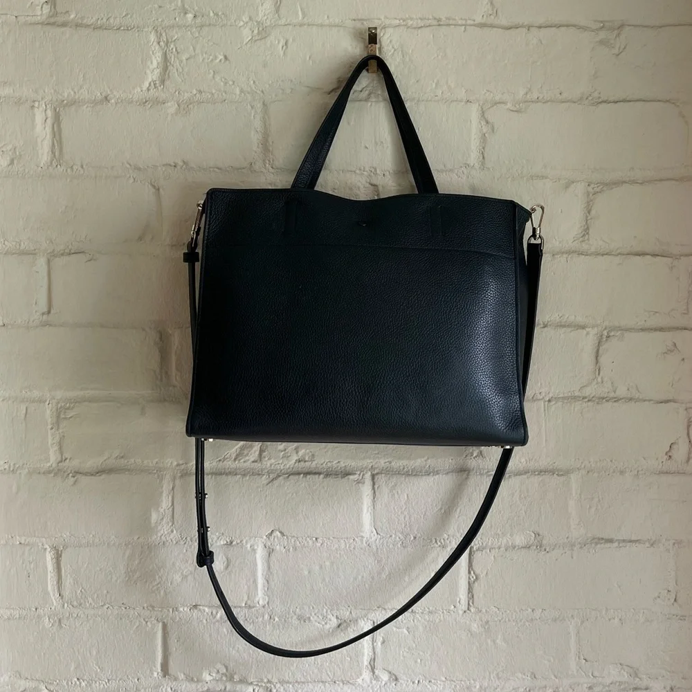 Kate Spade black leather boho basic cute contemporary crossbody purse bag